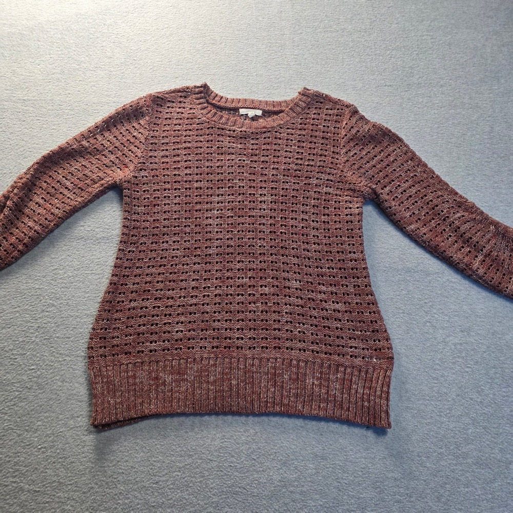 Open Knit Pointelle Sweater Maurices W Size L Rust Marled  Cinch Tie Sleeve